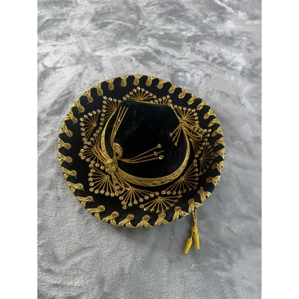 Authentic Mexican Sombrero‎ Youth Salazar Yepez Black And Gold Mariachi Hat
